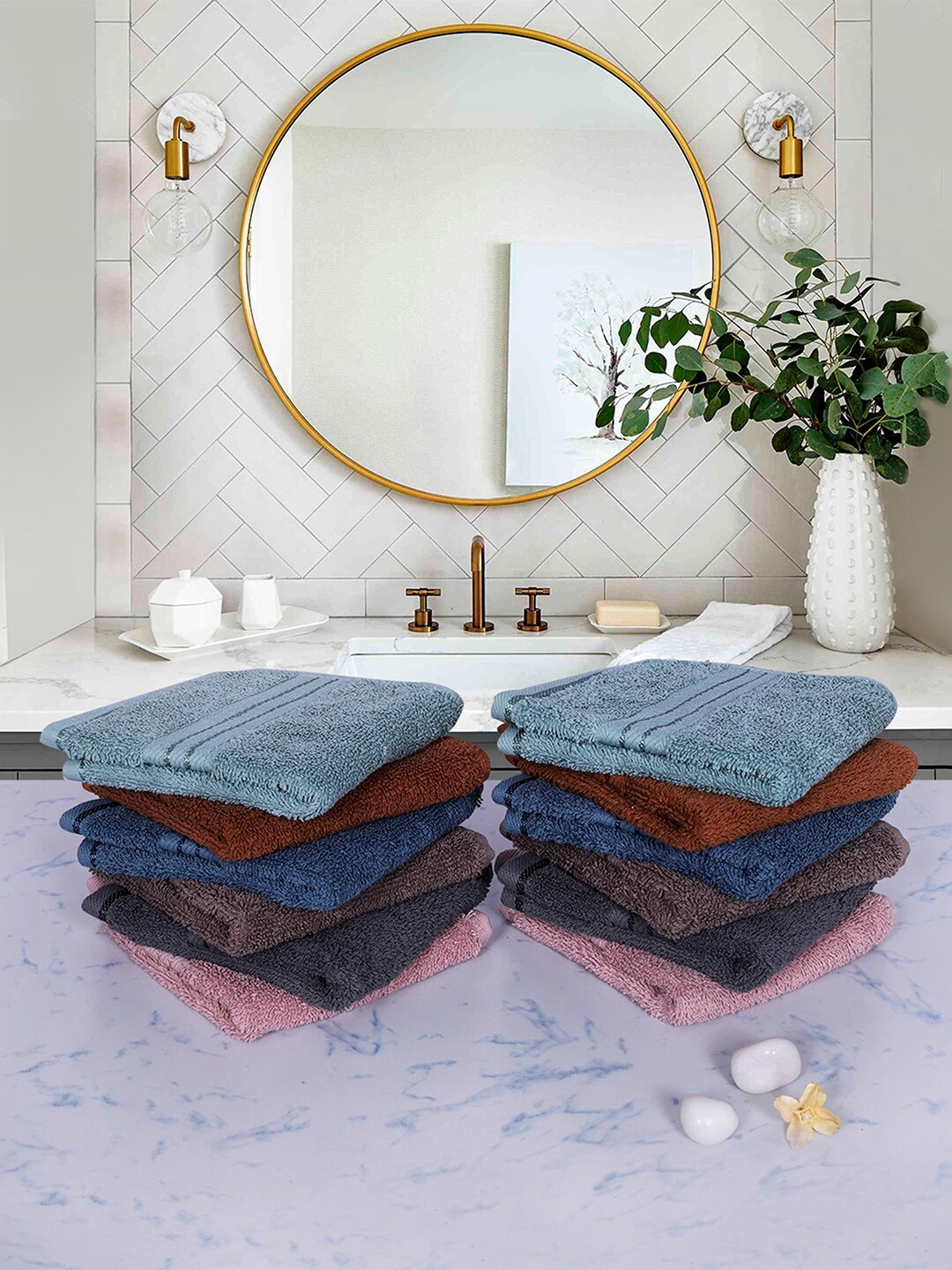 

RANGOLI Set Of 12 Solid 600 GSM Pure Cotton Hand Towels, Grey