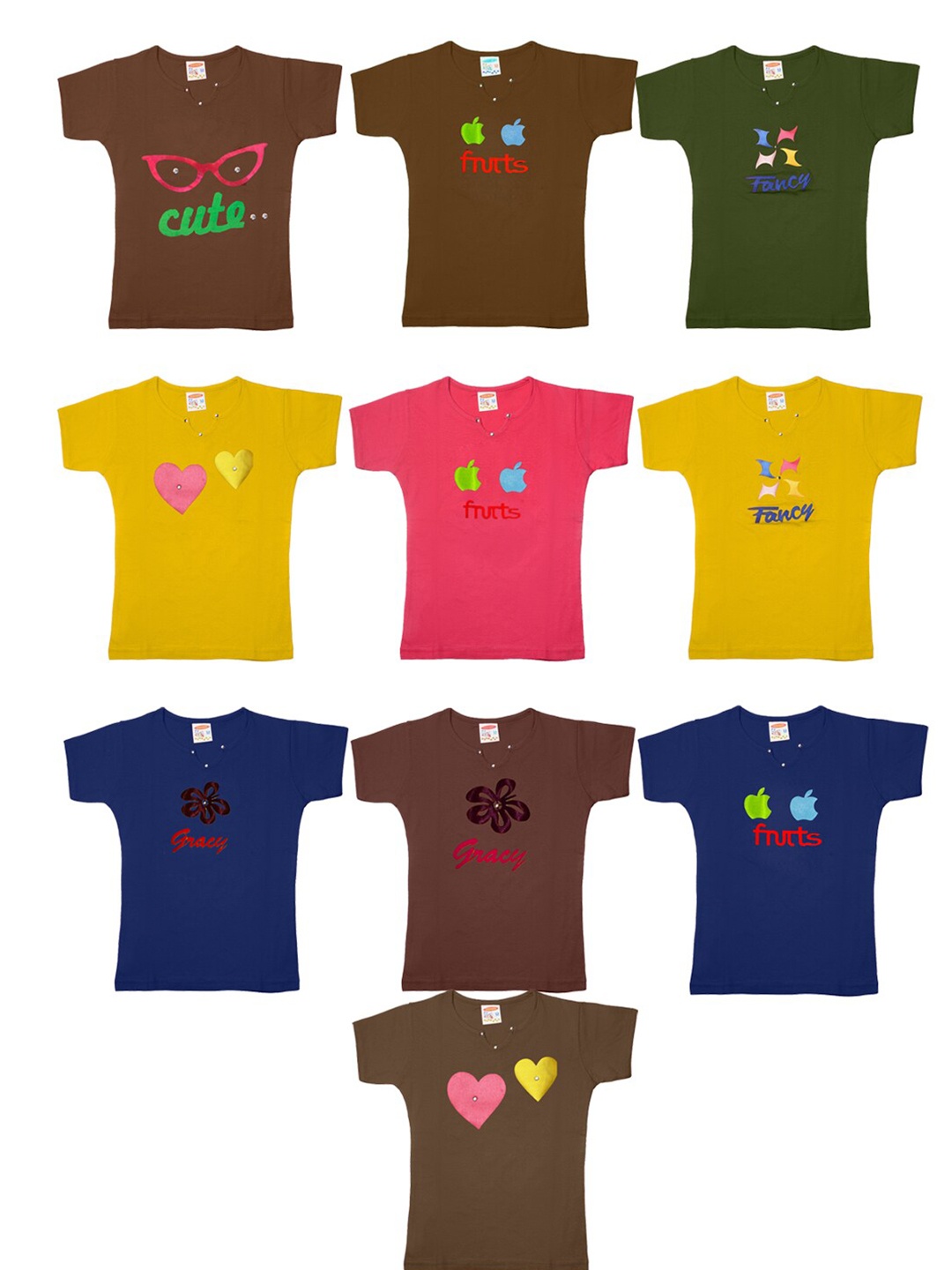 

TINY HUG Girls Assorted Typography 10 T-shirt