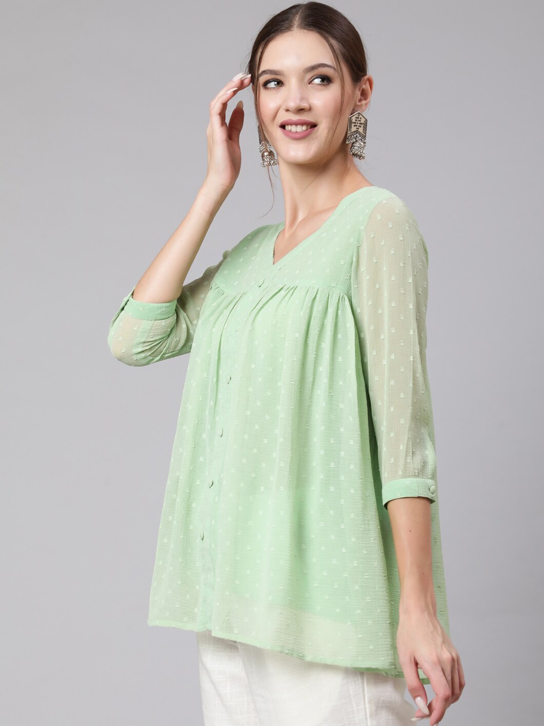 

Jaipur Kurti Women Green Solid Co-Ord Set