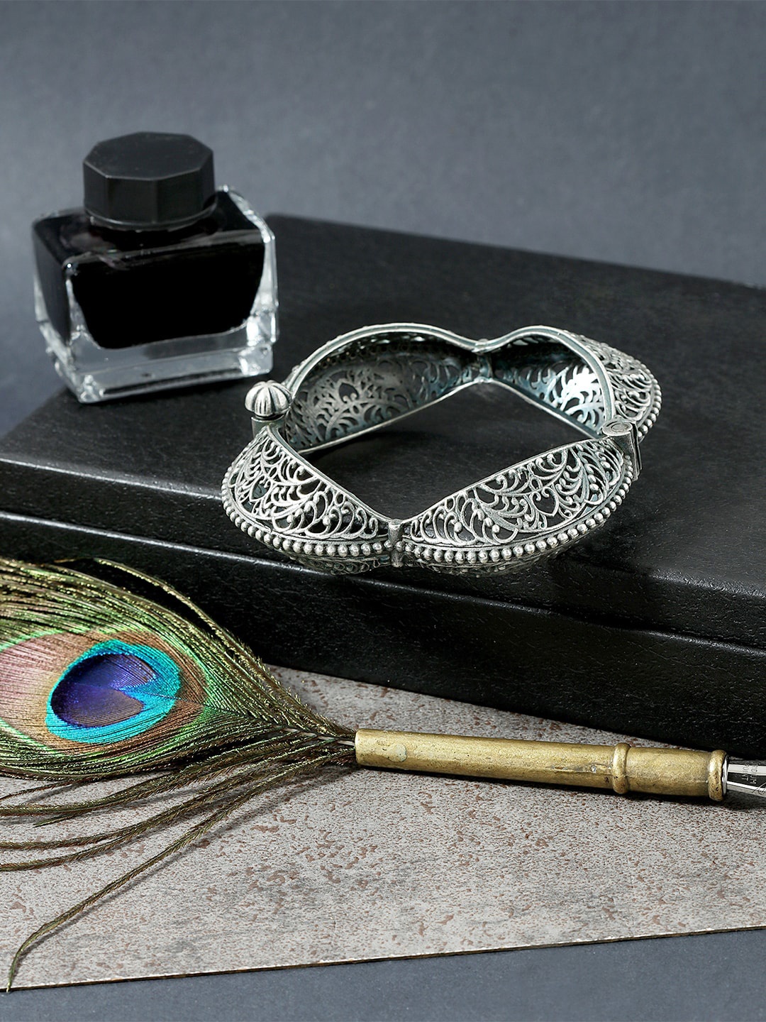 

AccessHer Oxidised Silver-Plated Kada Bangle
