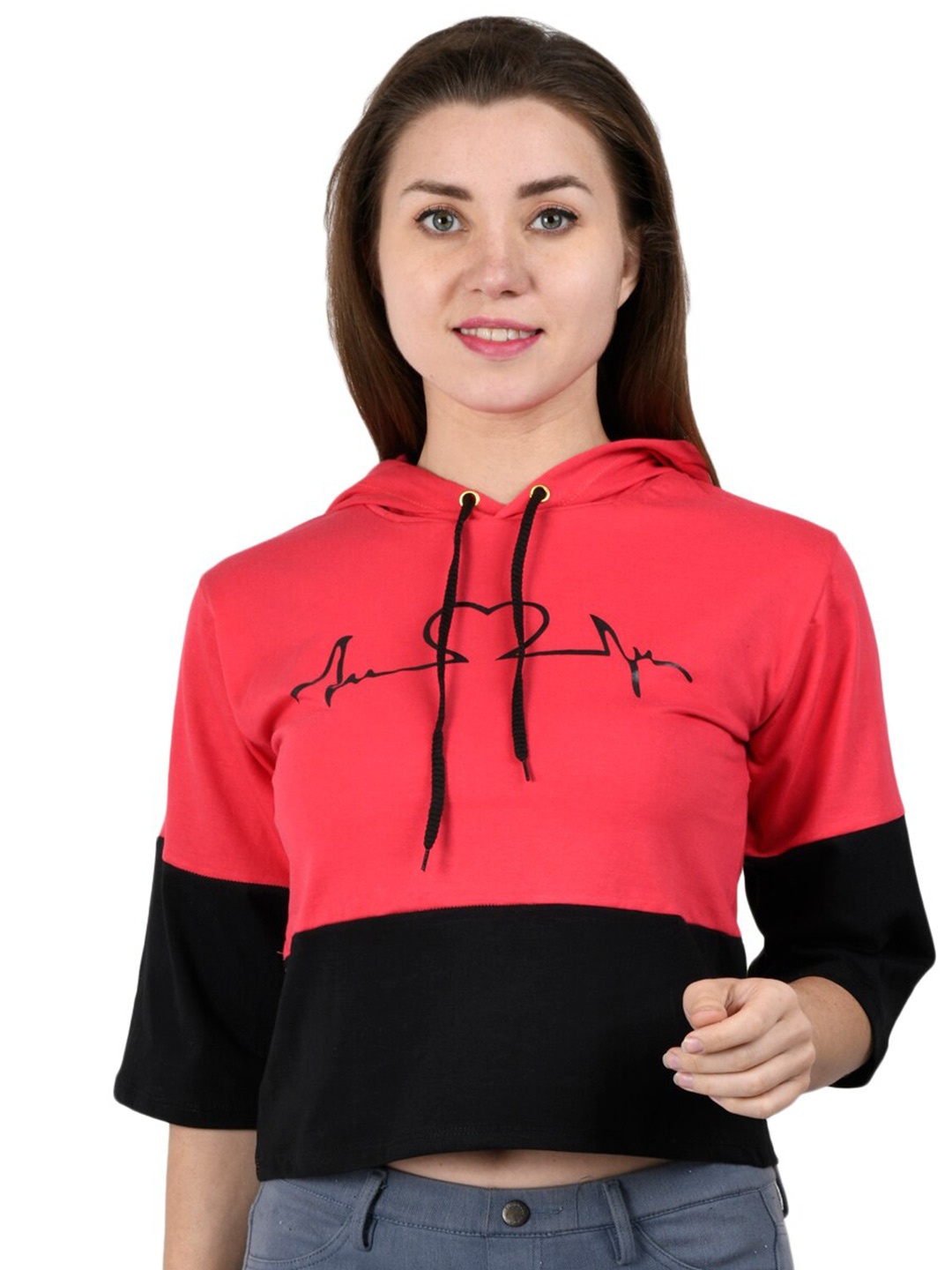 

Kushi Flyer Women Red & Black Colourblocked T-shirt