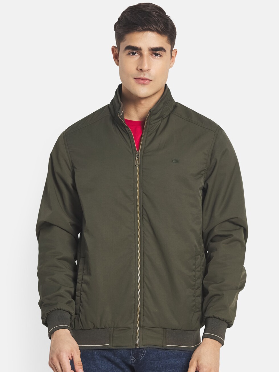 

METTLE Men Olive Green Bomber Jacket