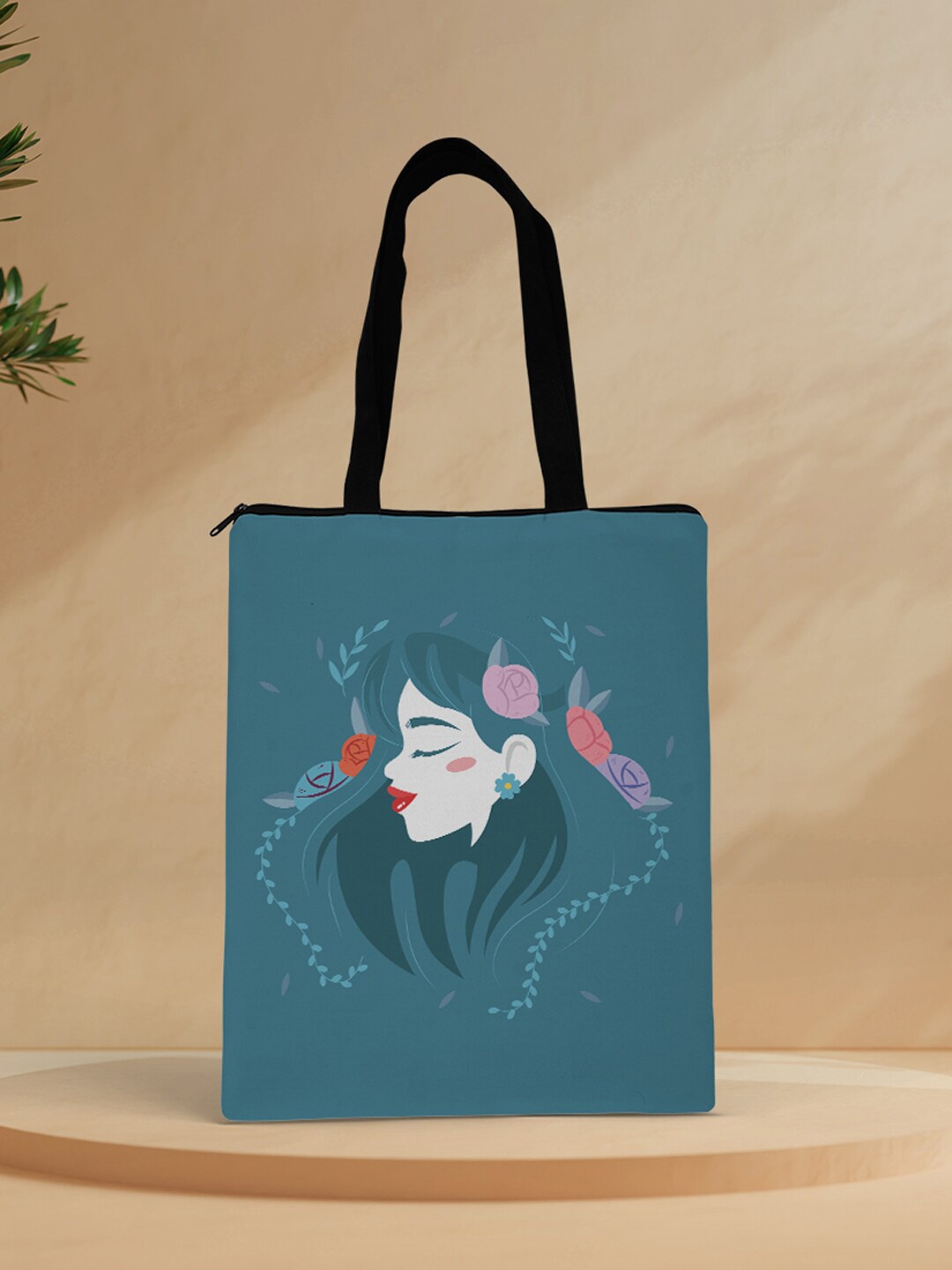 

Crazy Corner Women Blue Printed Structured Tote Bag