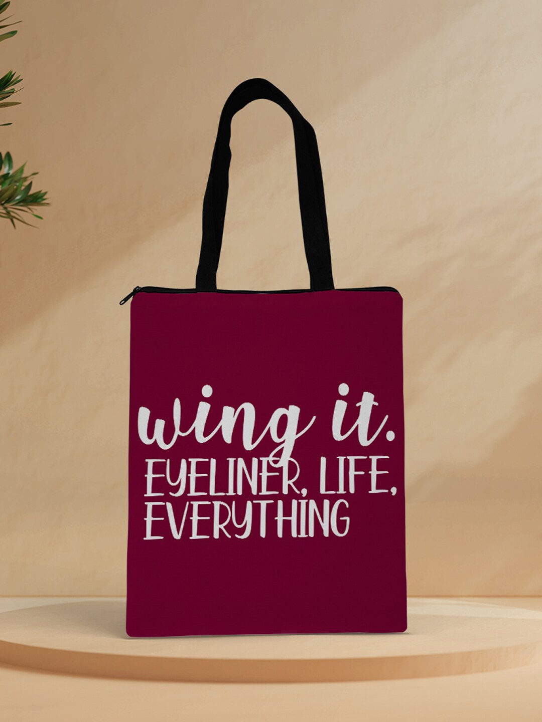 

Crazy Corner Women Maroon & White Printed Oversized Shopper Tote Bag