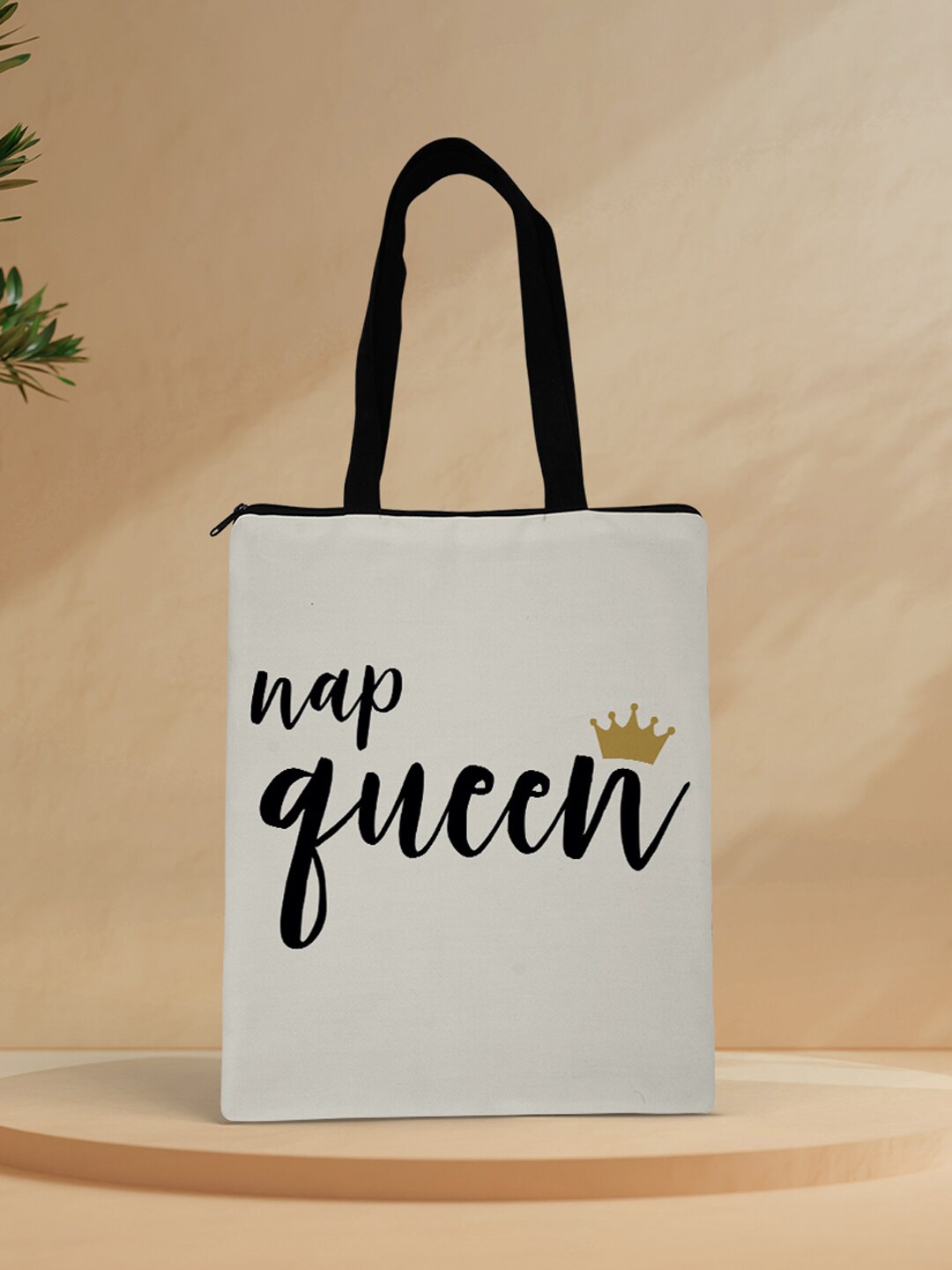 

Crazy Corner White & Black Printed Shopper Tote Bag
