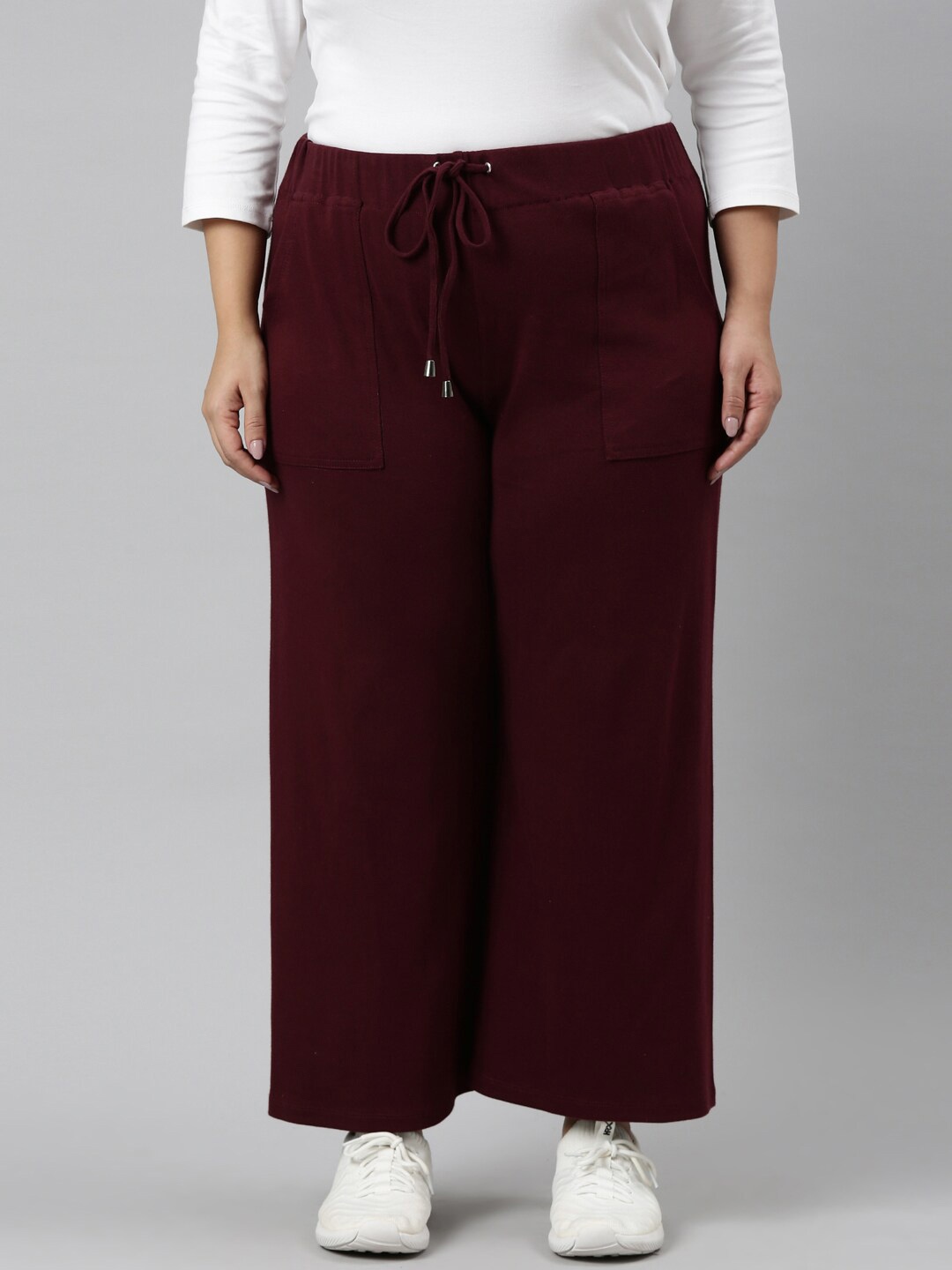 

The Pink Moon Women Maroon Solid Knitted Palazzo