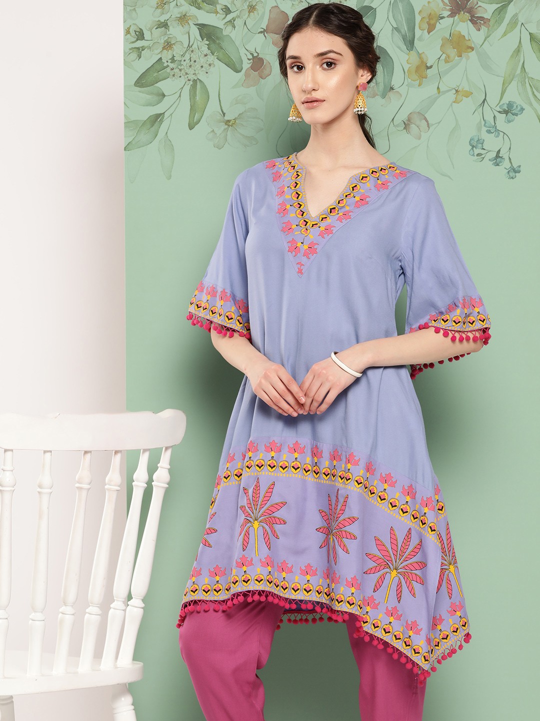 

Sangria Ethnic Motifs Printed Liva Kurta with Salwar, Purple