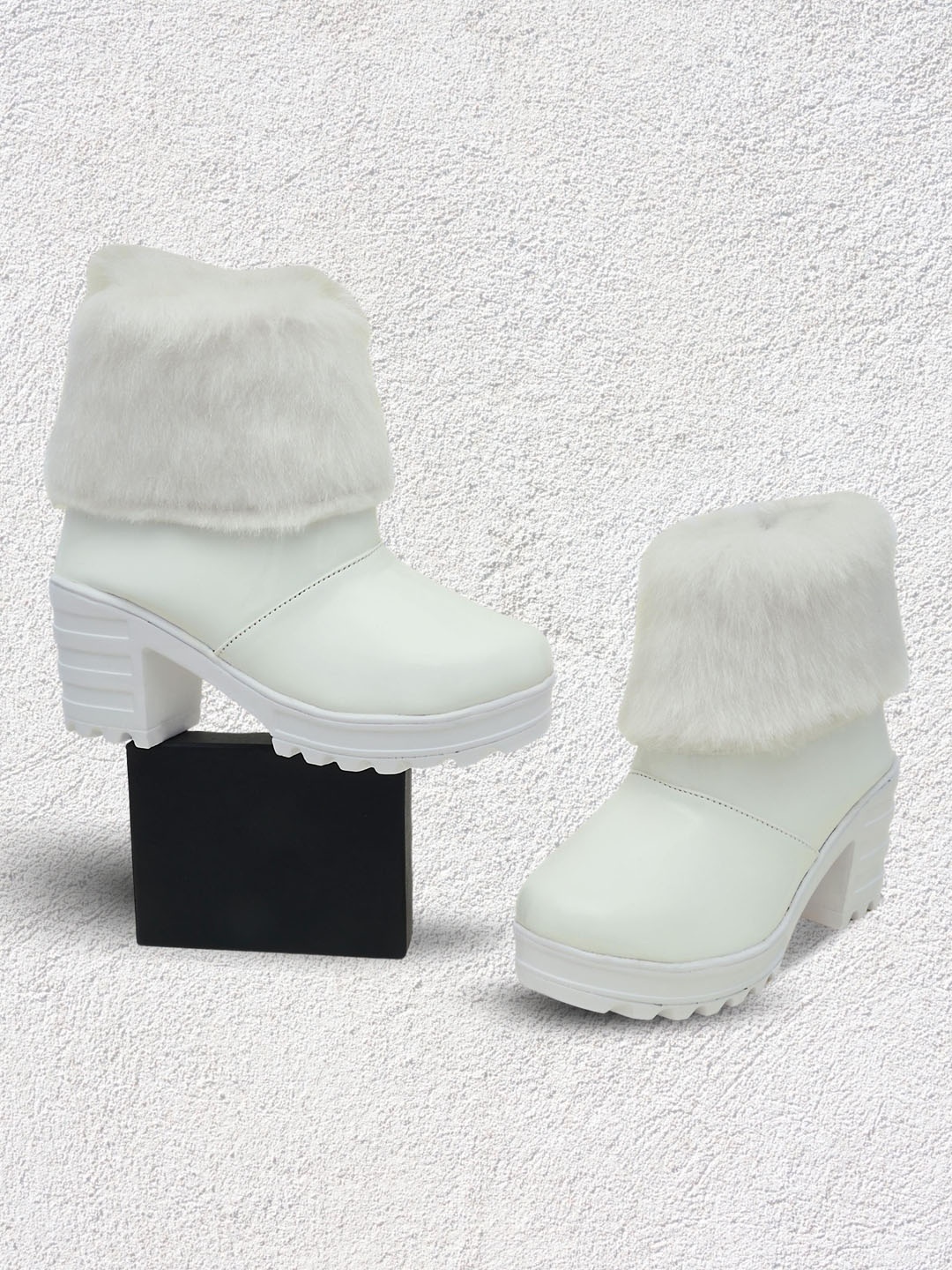 

DChica Girls White Fur Lined Party Platforms