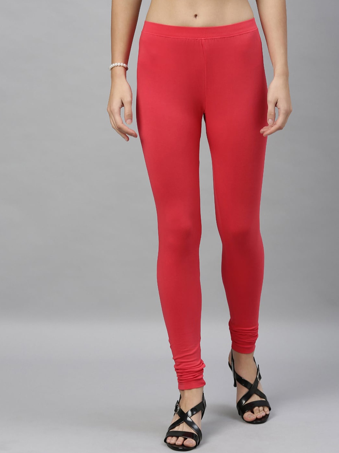 

Kryptic Women Red Solid Churidar-Length Leggings