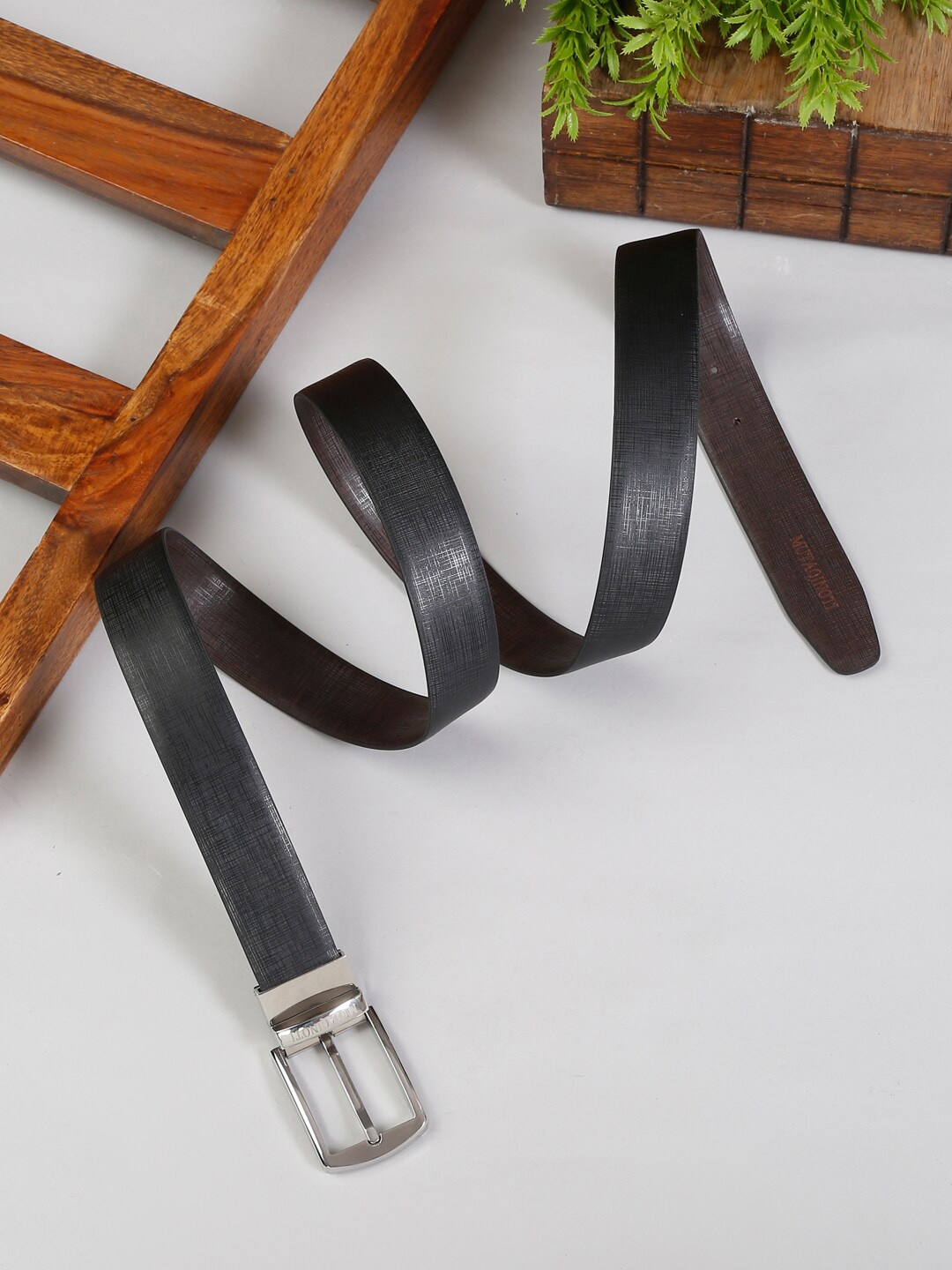 

MUTAQINOTI Men Black & Brown Reversible Formal Belt