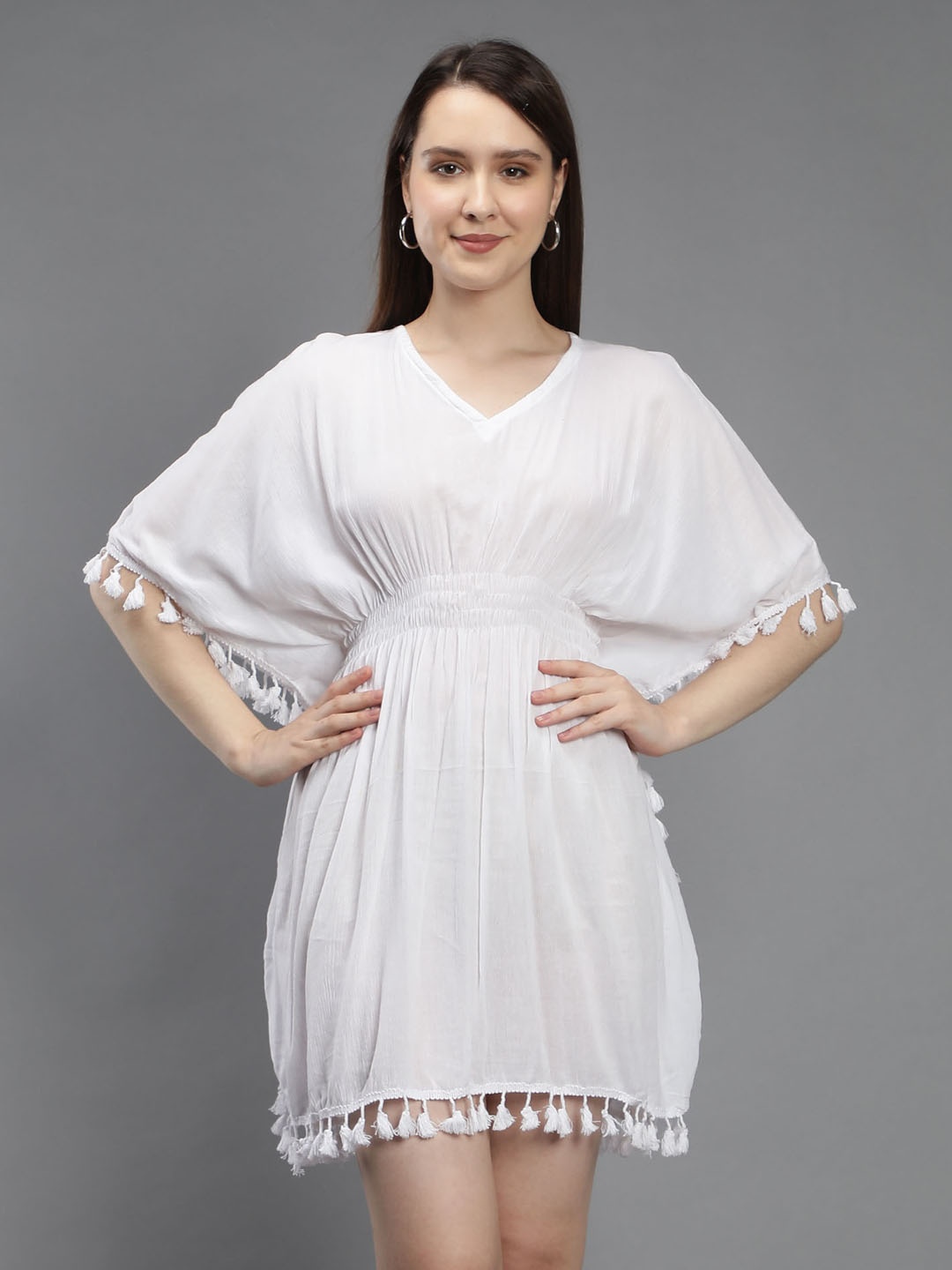 

Aditi Wasan White Chiffon Kaftan Dress