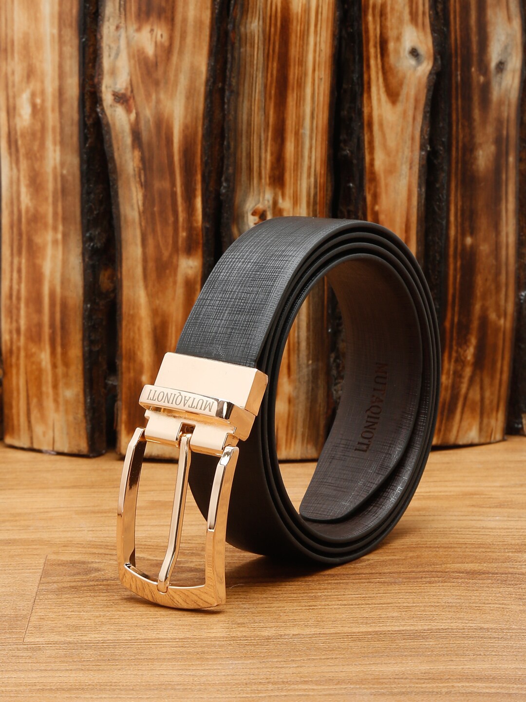 

MUTAQINOTI Men Black PU Formal Belt