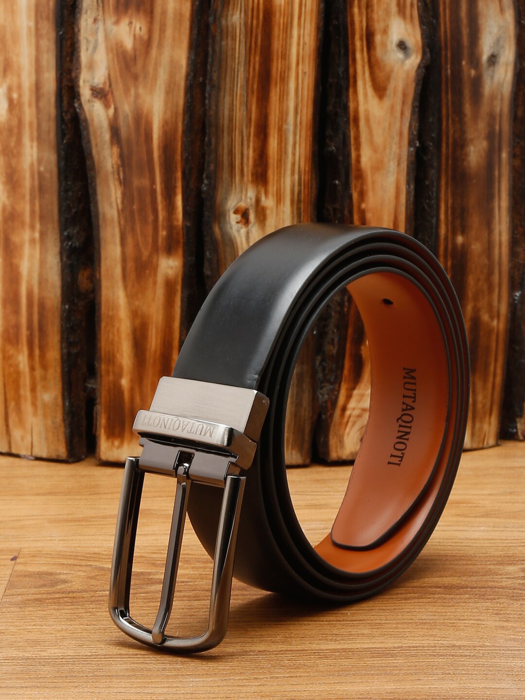 

MUTAQINOTI Men Black PU Formal Belt