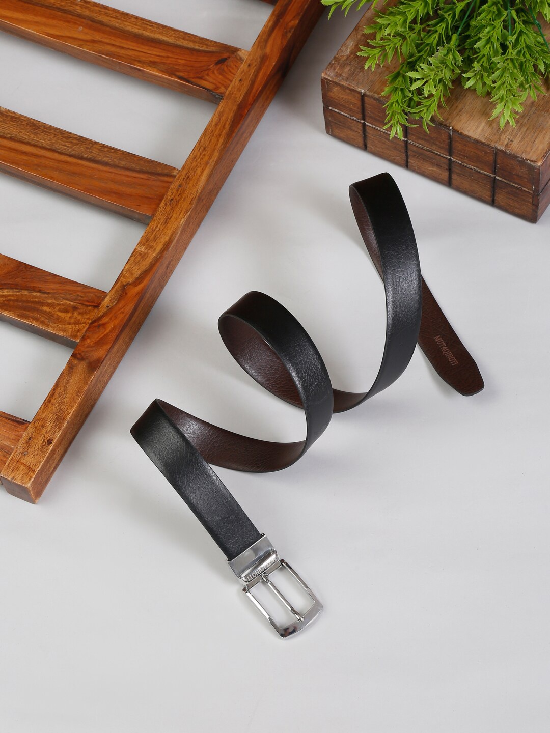 

MUTAQINOTI Men Black PU Formal Belt