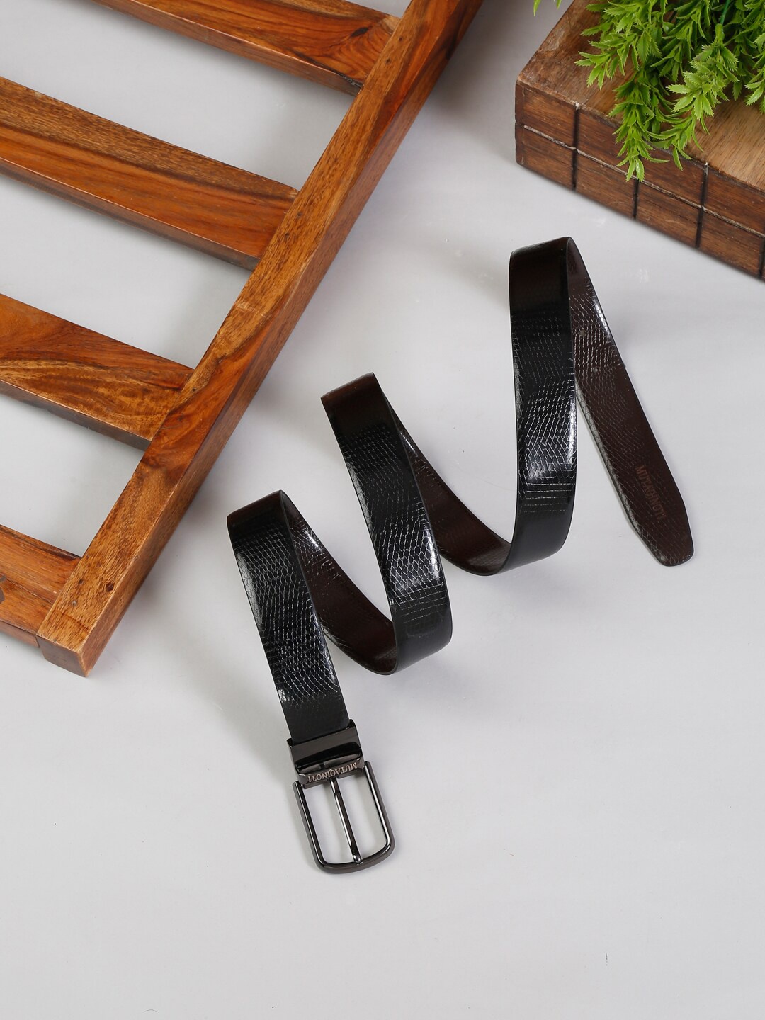

MUTAQINOTI Men Black PU Formal Belt