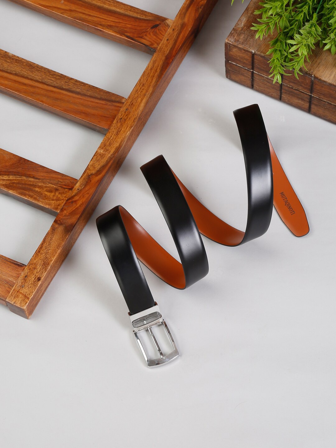 

MUTAQINOTI Men Black PU Formal Belt