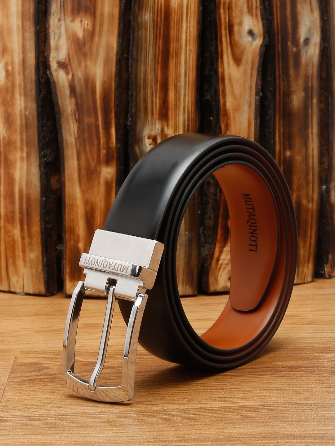 

MUTAQINOTI Men Black PU Formal Belt