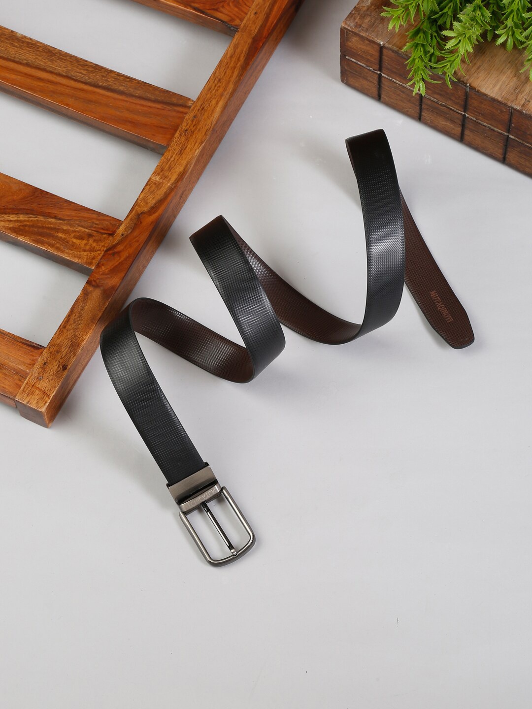 

MUTAQINOTI Men Black PU Formal Belt