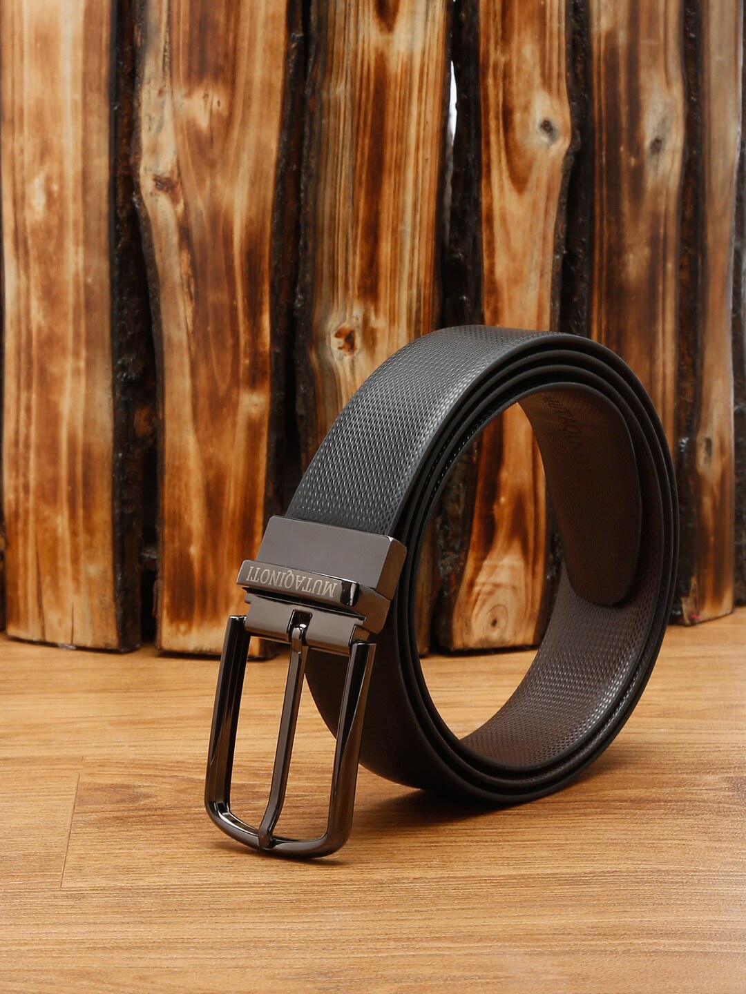 

MUTAQINOTI Men Black PU Formal Belt