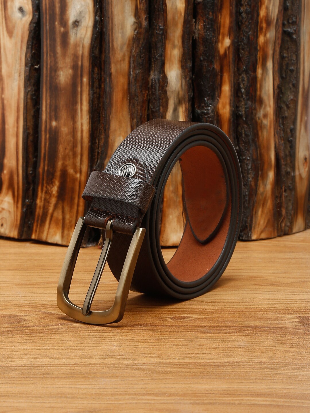 

MUTAQINOTI Men Brown Leather Formal Belt