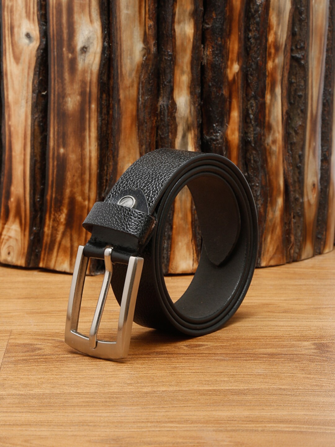 

MUTAQINOTI Men Black Leather Formal Belt