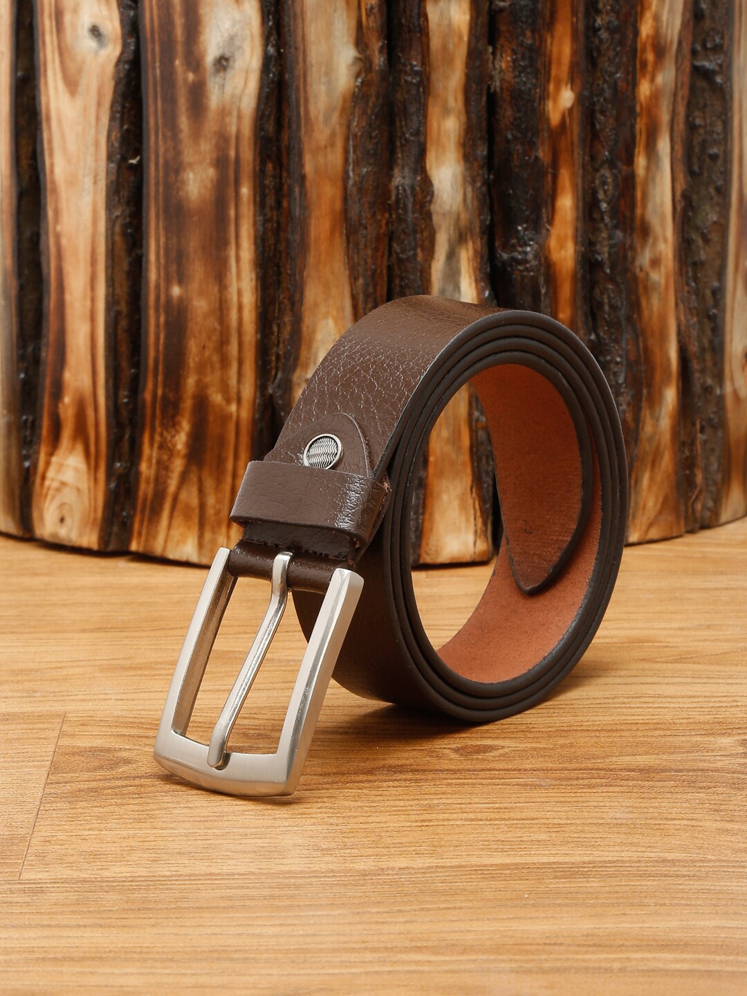 

MUTAQINOTI Men Brown Leather Formal Belt