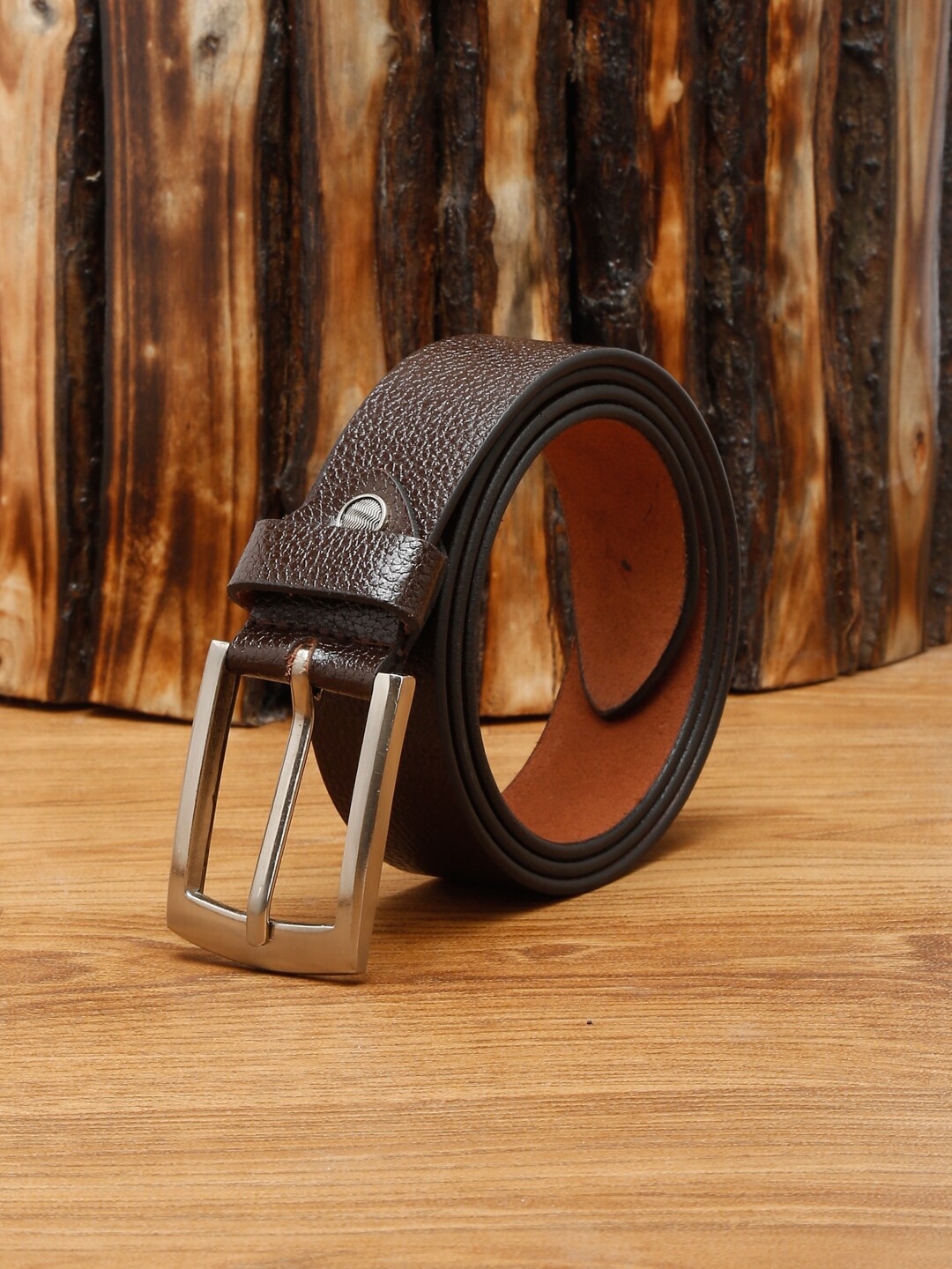 

MUTAQINOTI Men Brown Textured Leather Formal Belt