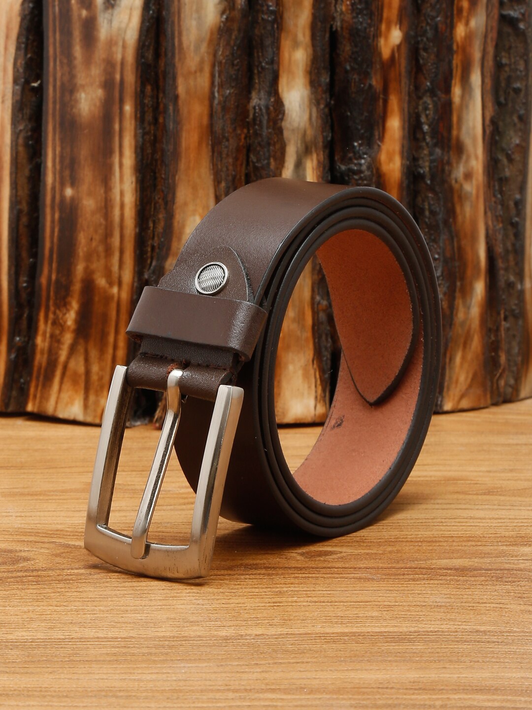 

MUTAQINOTI Men Brown Leather Formal Belt