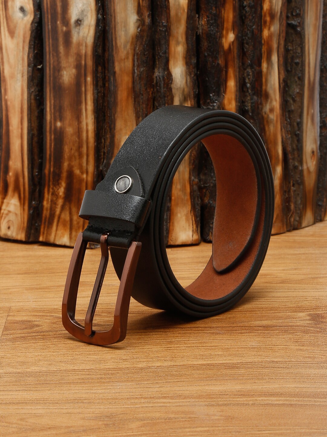 

MUTAQINOTI Men Black Leather Formal Belt