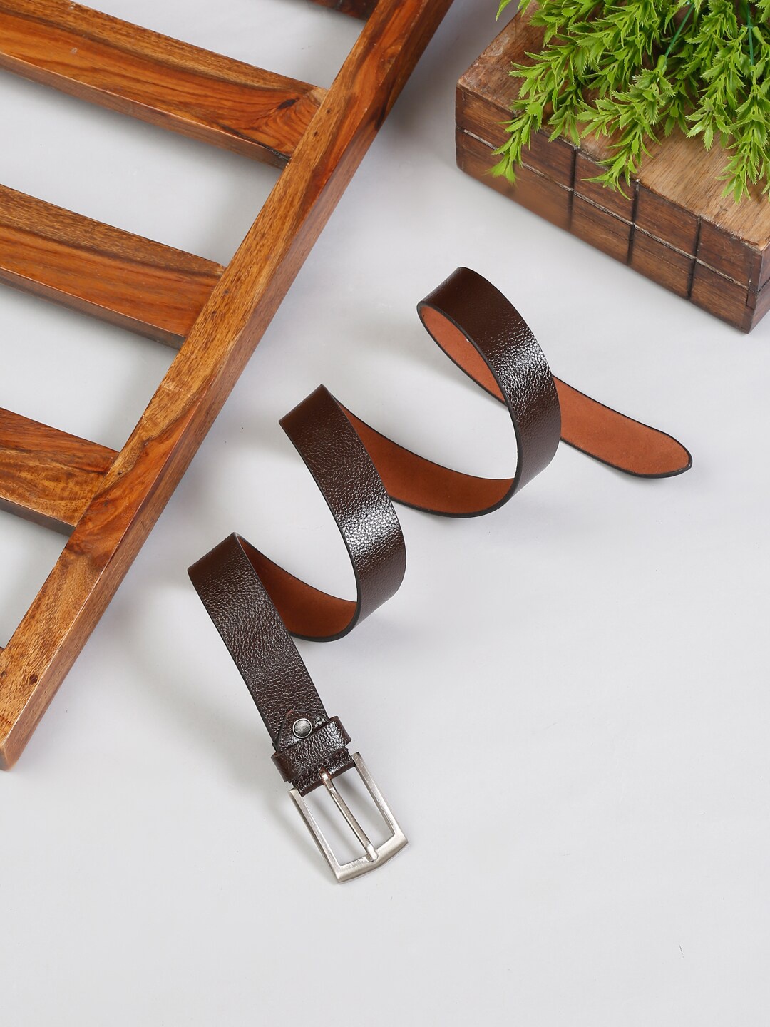 

MUTAQINOTI Men Brown Leather Formal Belt