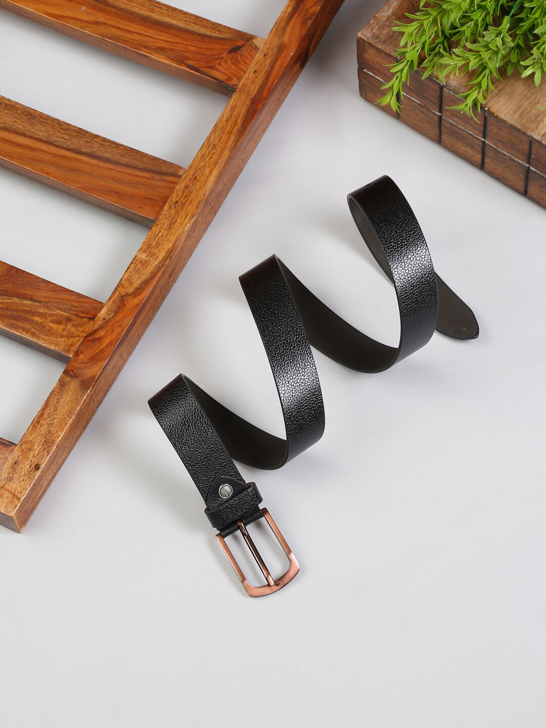 

MUTAQINOTI Men Black Leather Formal Belt