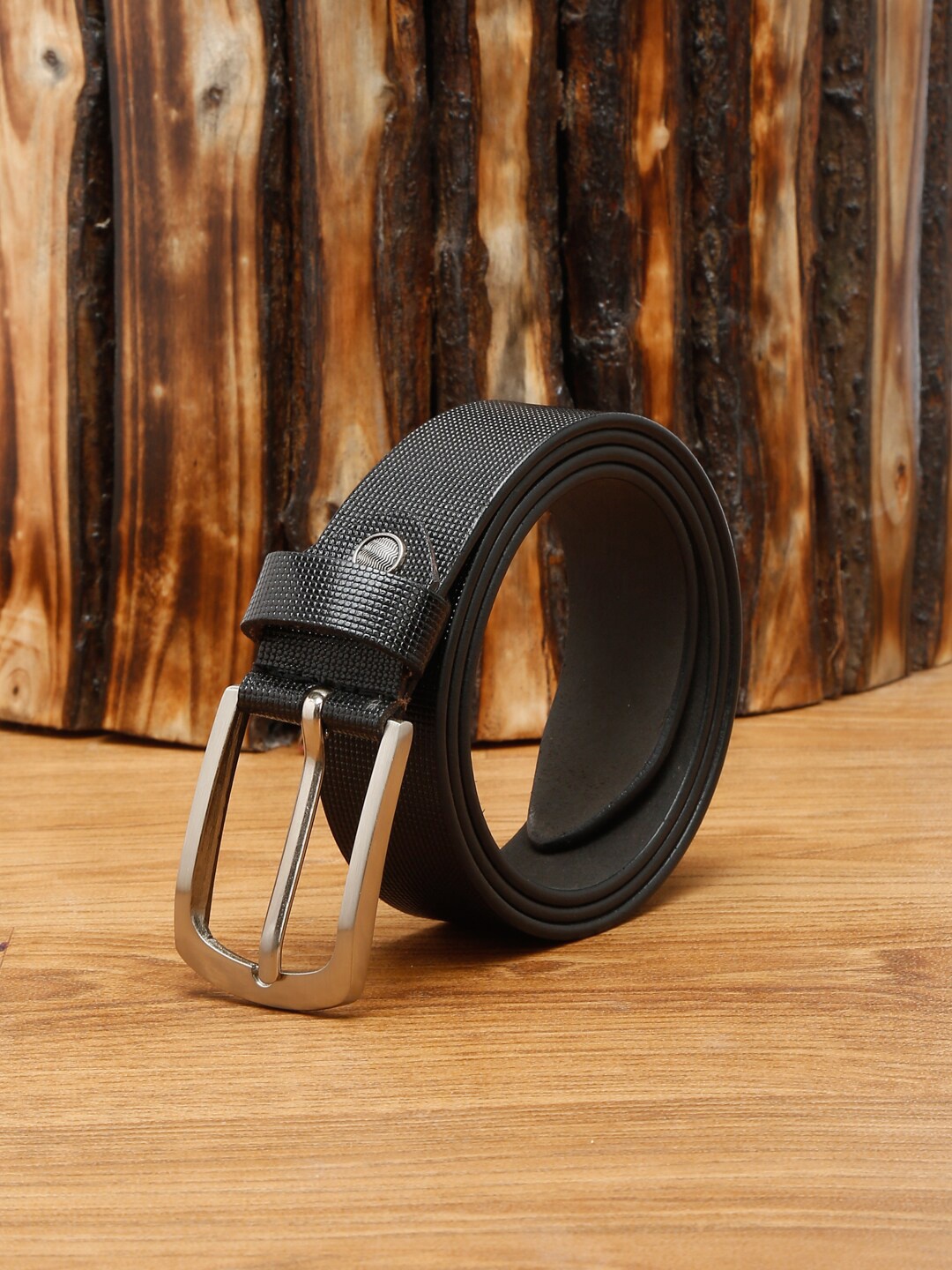 

MUTAQINOTI Men Black Leather Formal Belt