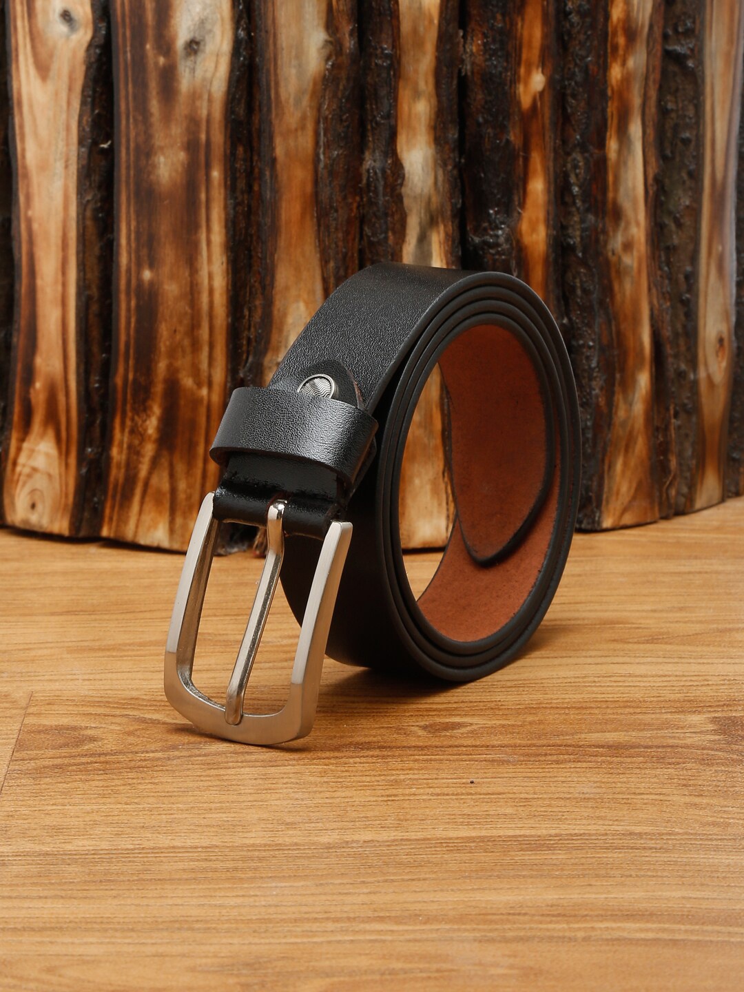 

MUTAQINOTI Men Black Leather Formal Belt