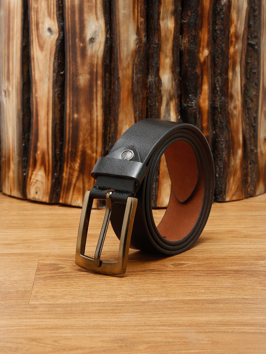 

MUTAQINOTI Men Black Leather Formal Belt