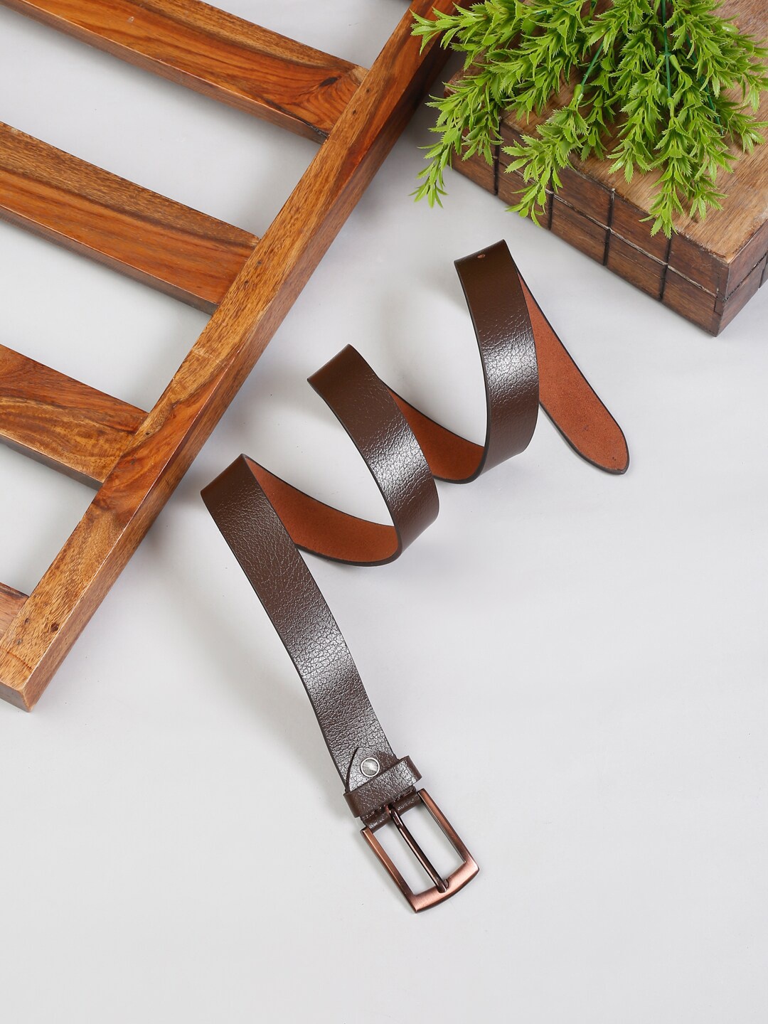 

MUTAQINOTI Men Brown Leather Formal Belt