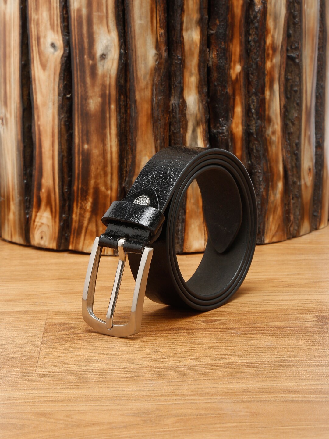 

MUTAQINOTI Men Black Leather Formal Belt