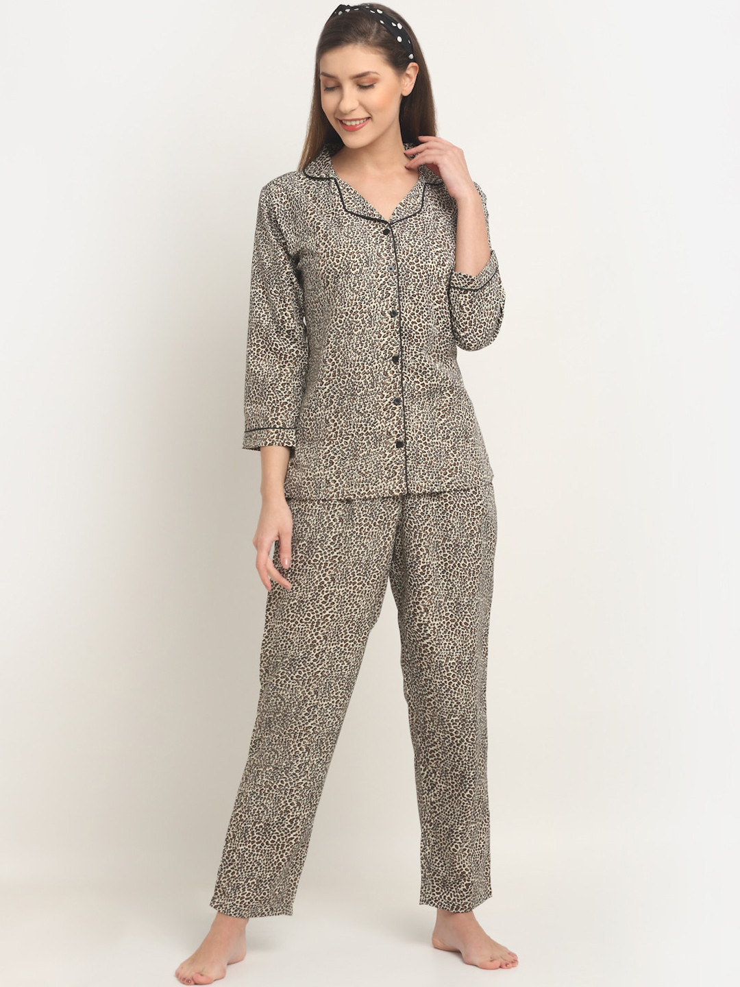 

Boston Club Women Brown & Black Printed Night suit
