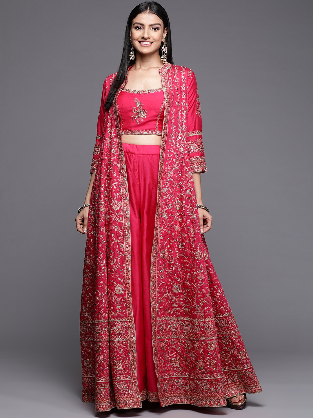 

Libas Women Pink Embellished Co-Ords with Matching Shrug