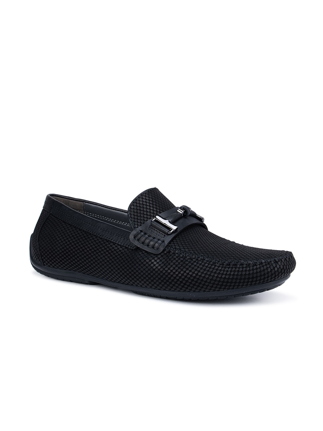 

ROSSO BRUNELLO Men Black Textured Leather Formal Loafers