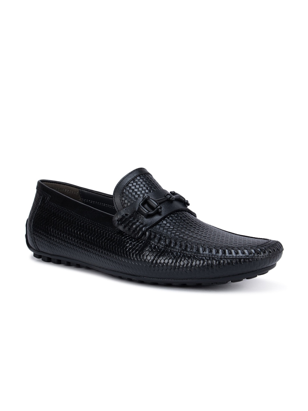 

ROSSO BRUNELLO Men Black Textured Leather Formal Loafers