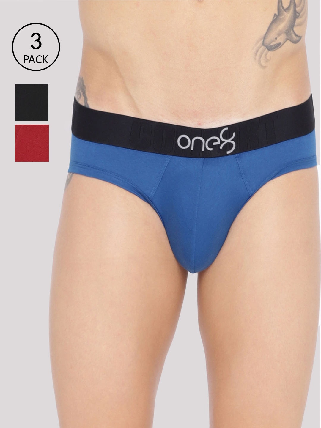 

one8 by Virat Kohli Men Pack of 3 Multi Briefs, Blue