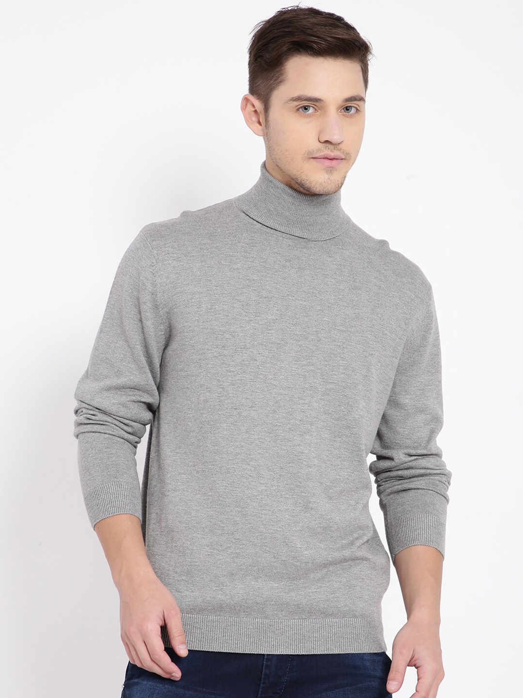 

t-base Men Grey Cotton Pullover Sweater