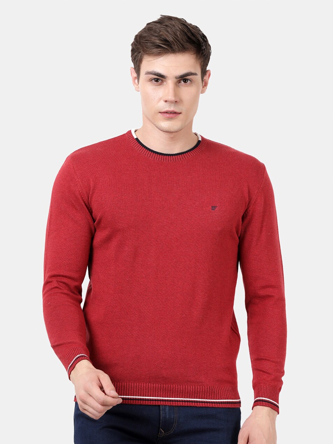 

t-base Men Red Cotton Pullover Sweater