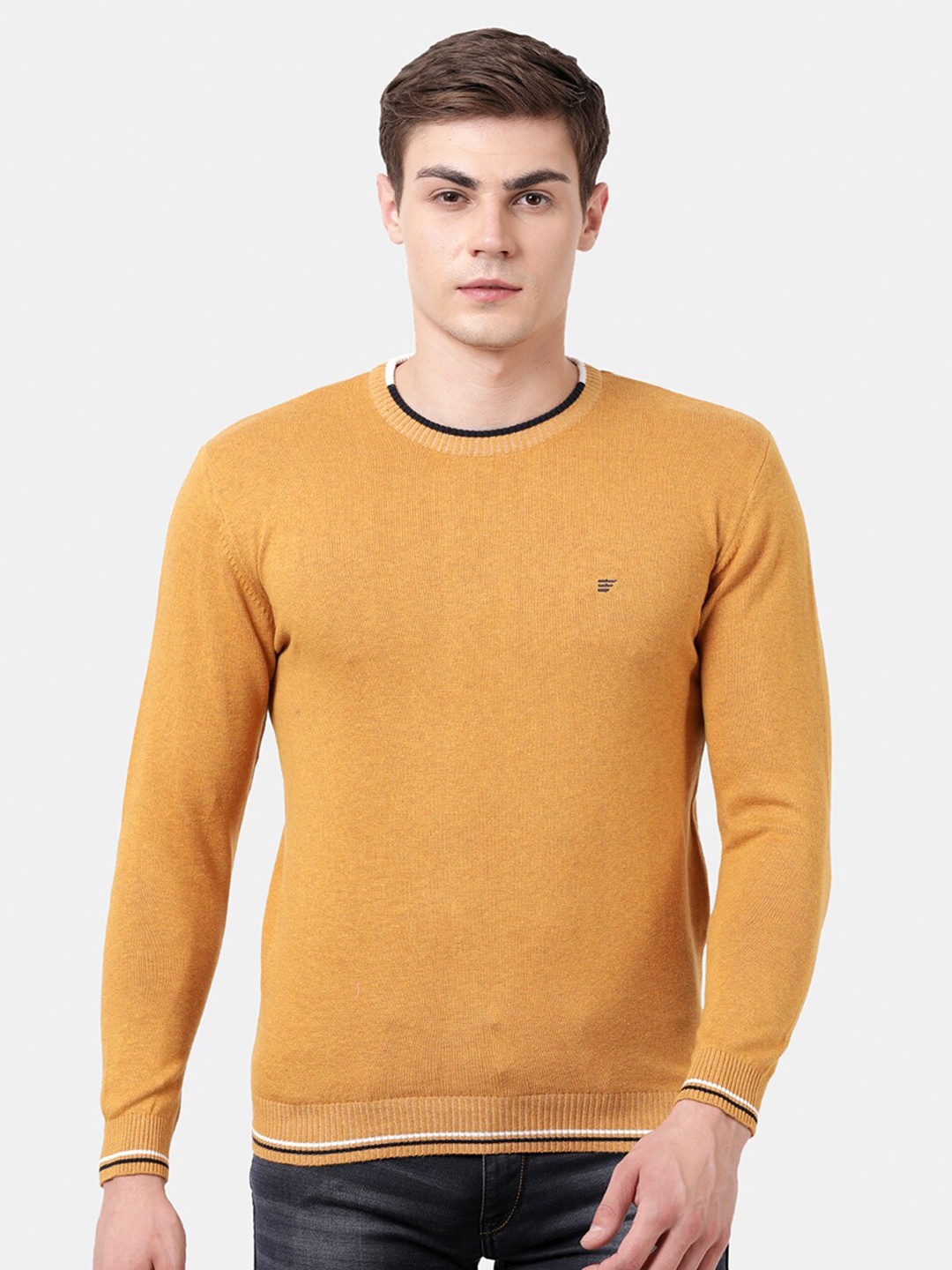 

t-base Men Mustard Cotton Pullover Sweater