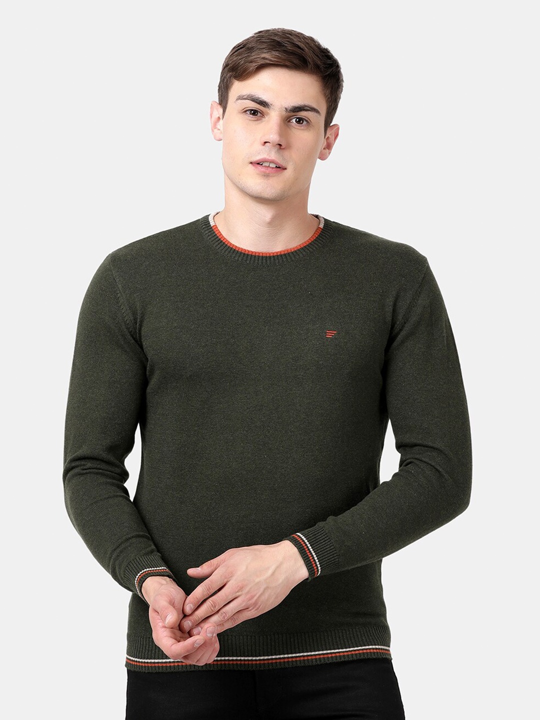 

t-base Men Green Cotton Pullover Sweater