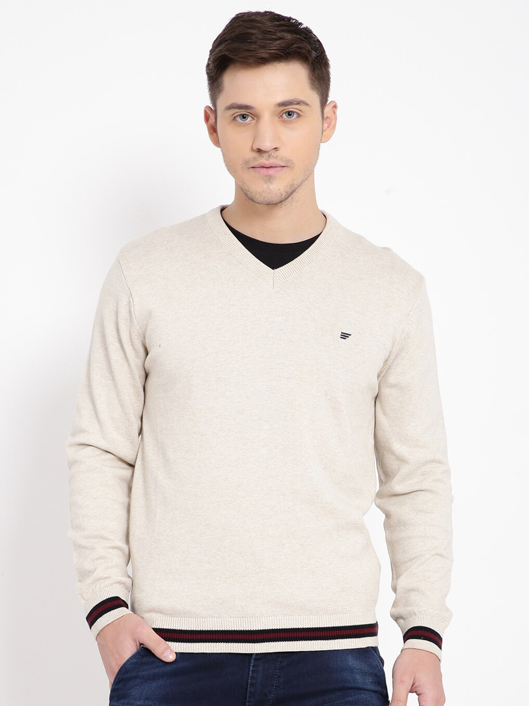 

t-base Men Cream Cotton Pullover Sweater