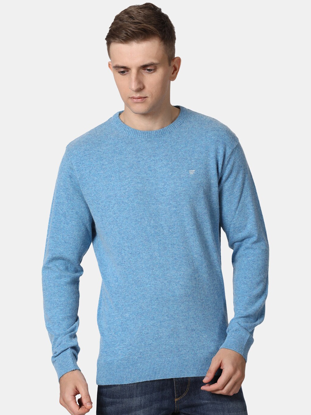 

t-base Men Blue Solid Woolen Pullover