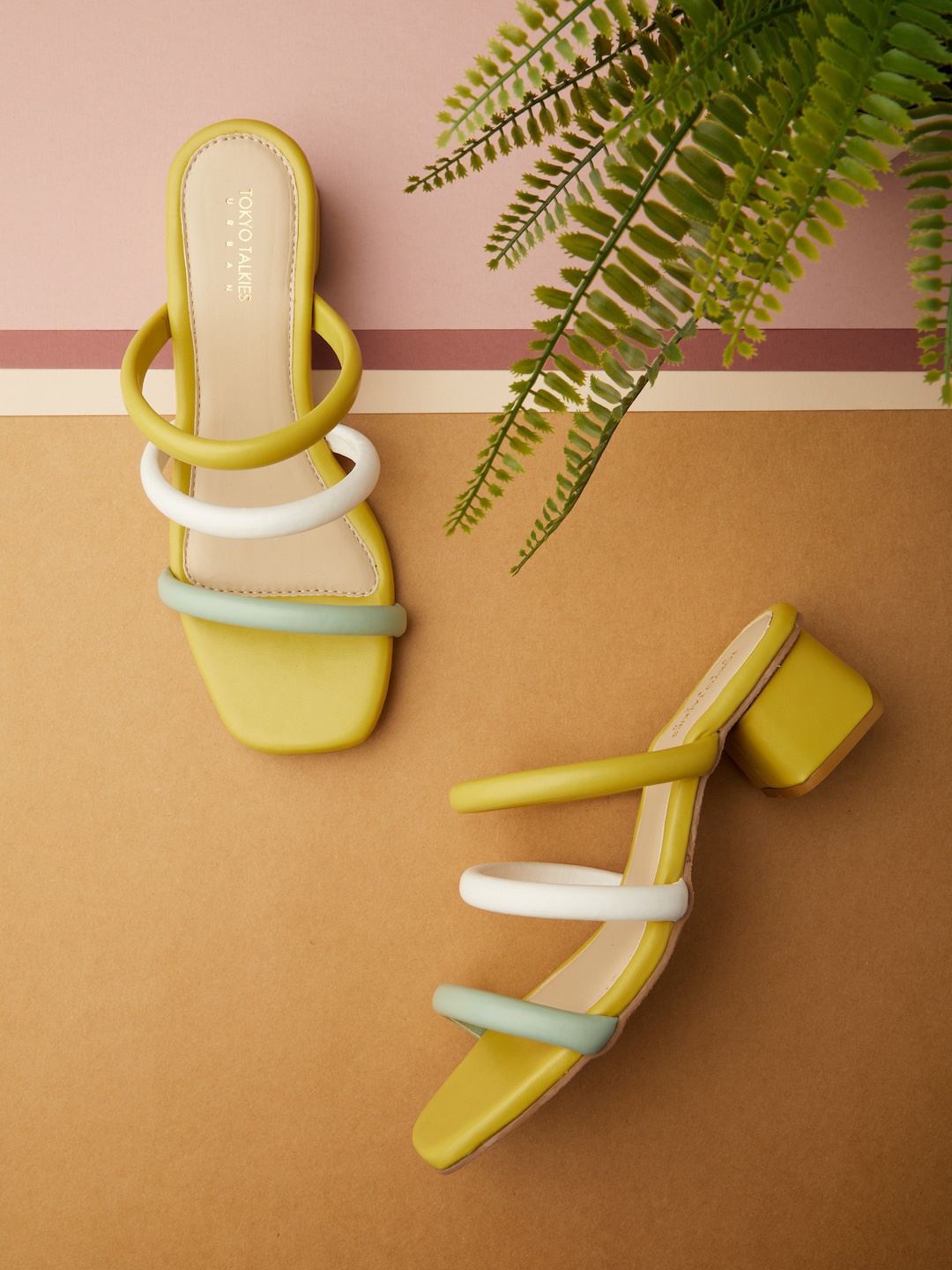 

Tokyo Talkies Women Yellow & White Colourblocked Synthetic Block Heels