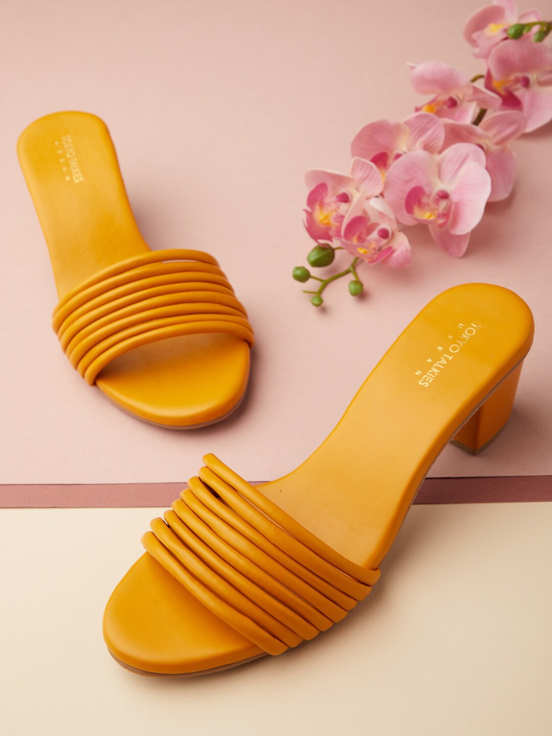 

Tokyo Talkies Women Mustard Block Mules