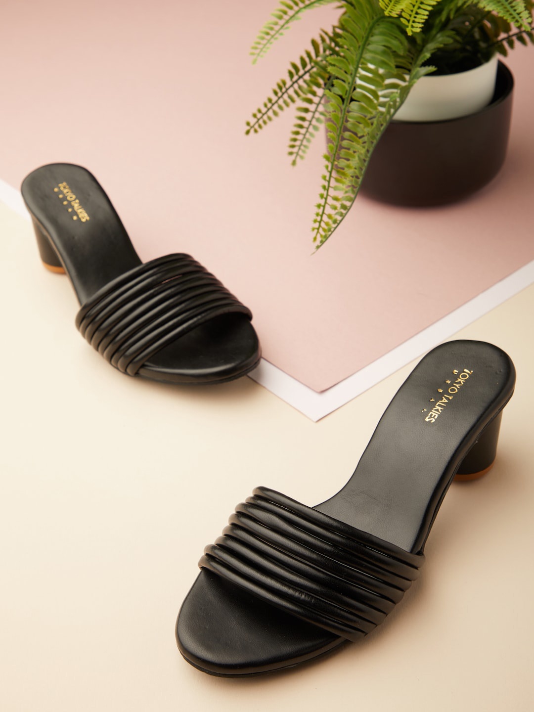 

Tokyo Talkies Black Striped Block Heels